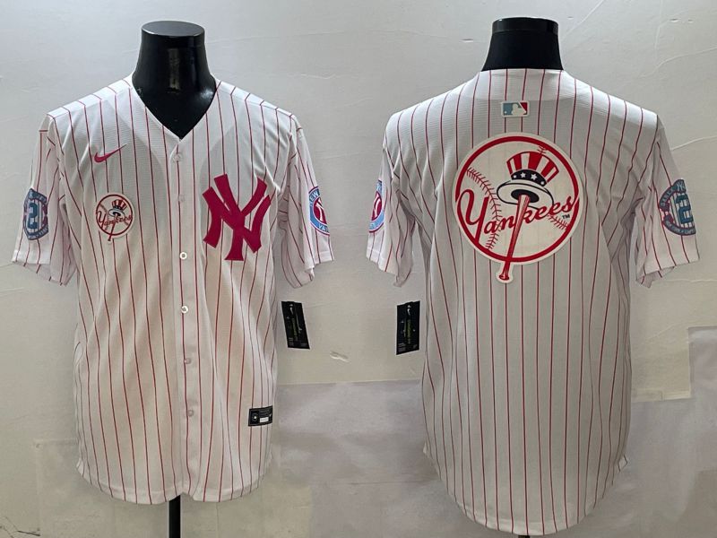 Men New York Yankees Blank White Stripe Jointly Name Nike 2025 MLB Jersey style 29->new york yankees->MLB Jersey